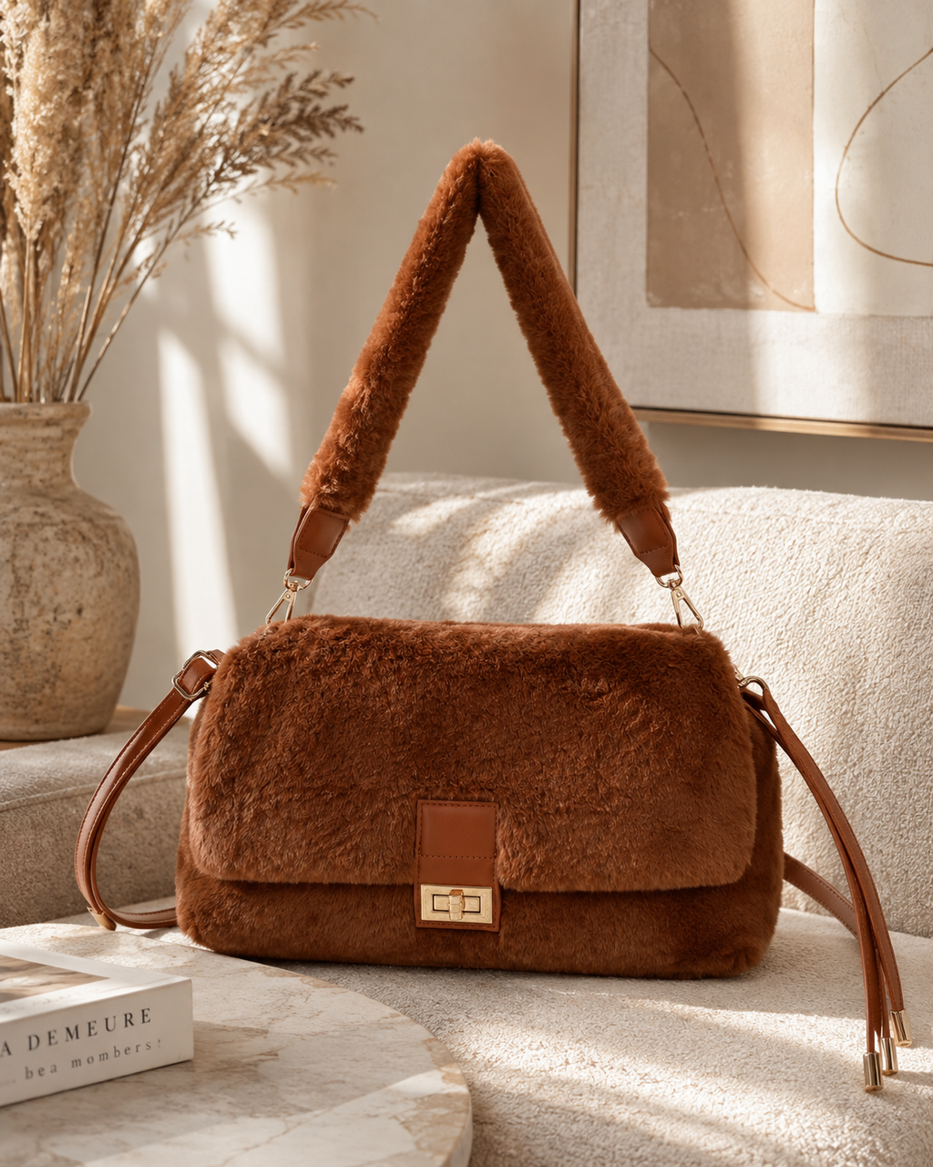 Céleste Fur Bag – Cognac