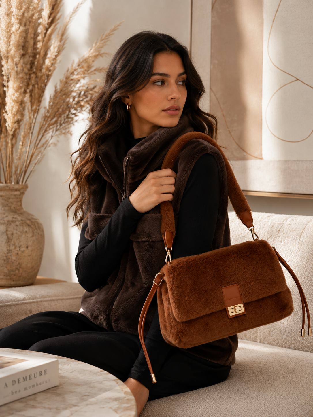 Céleste Fur Bag – Cognac